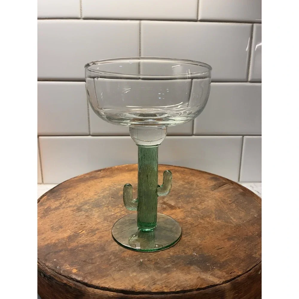 Libbey‎ Green Cactus Stem Margarita Glass 12oz